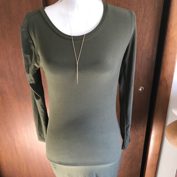 Perfect olive green long sleeve dress - Picture 1 of 3